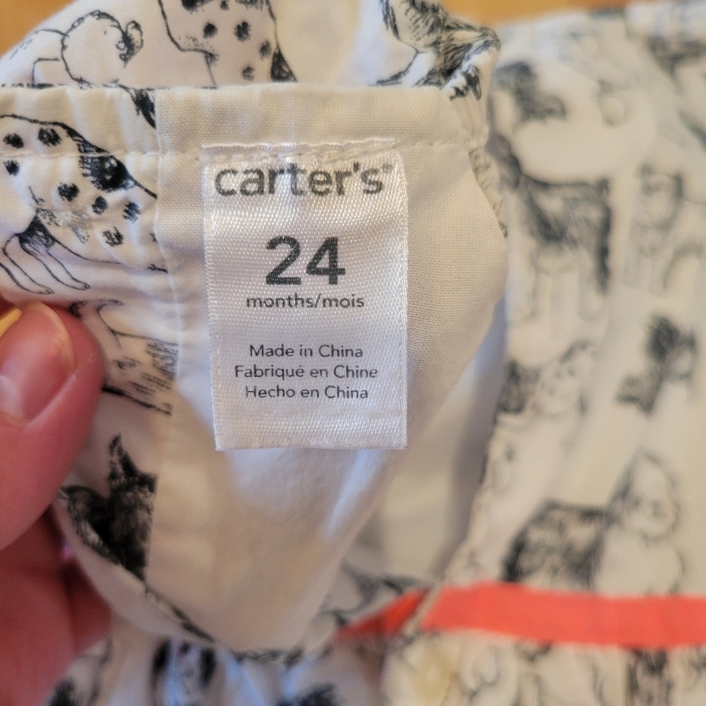 Carter's Black and White Dog Print Dress Size 24 Months - Picture 6 of 7